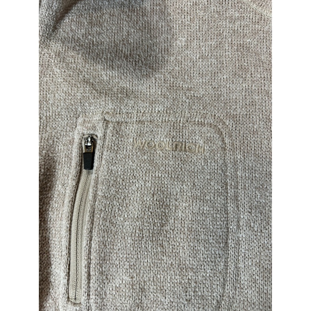 Woolrich Quarter Zip Pullover Mens Large Tan Excellent Fleece Lined Mock Neck - Picture 7 of 8